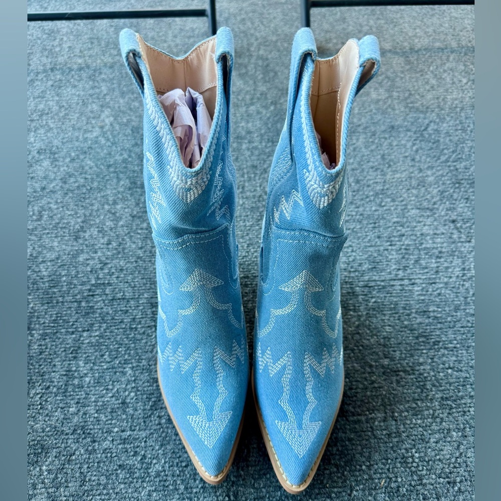 Blue Western Ankle Boots - Picture 6 of 8